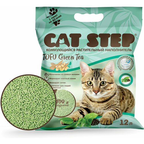 фото Комкующийся наполнитель Cat Step Tofu Green Tea, 12л, 1 шт.