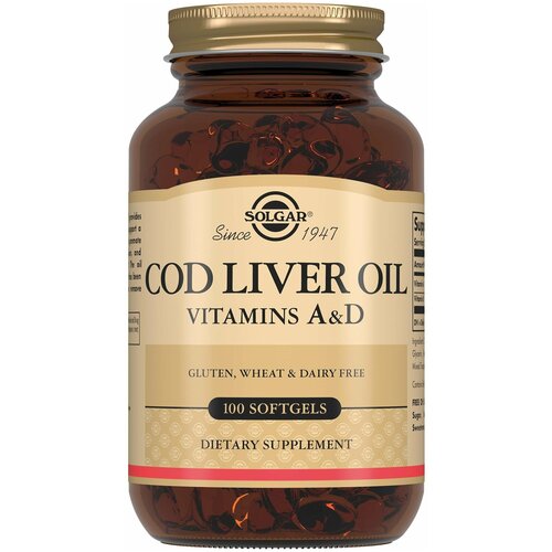 фото Cod Liver Oil (Vitamin A & D) капс., 150 мл, 189 г, 100 шт., рыба