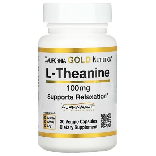 фото California Gold Nutrition L-Theanine AlphaWave вег. капс., 100 мг, 40 г, 30 шт.