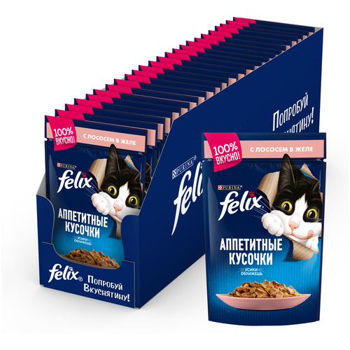 фото Влажный корм для кошек Felix Аппетитные кусочки, с лососем 26 шт. х 85 г (кусочки в желе)