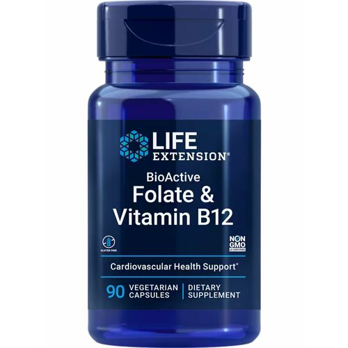 фото Folate & Vitamin B12 BioActive (Фолат с Метилкобаламином) 90 вег капсул (Life Extension)