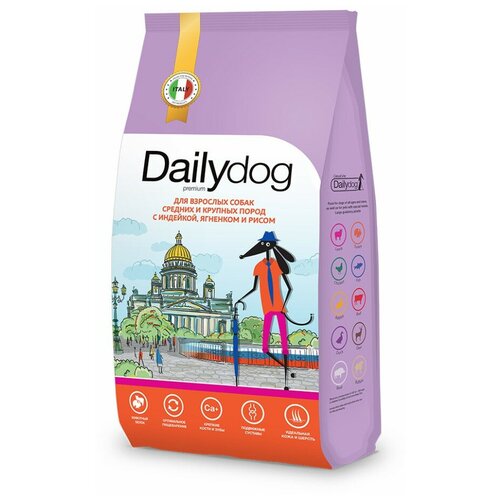 фото Сухой корм Dailydog casual для взрослых собак средних и крупных пород с индейкой, ягненком и рисом - 3кг