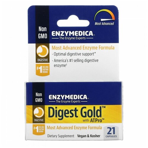 фото Enzymedica, Digest Gold с ATPro, добавка с пищеварительными ферментами, 21 капсула