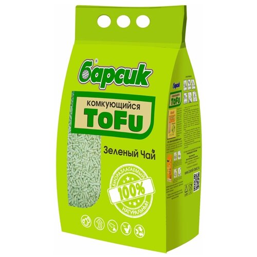 фото Комкующийся наполнитель Барсик Tofu Зелёный Чай, 4.5л, 1 шт.