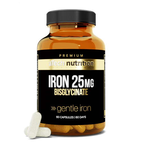 фото Iron 25mg / Железо 25 мг aTech Nutrition Premium Бисглицинат железа 60 капсул