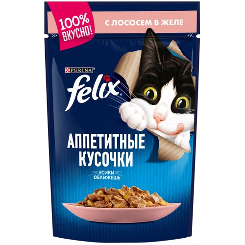 фото Влажный корм для кошек Felix Аппетитные кусочки, с лососем 2 шт. х 85 г (кусочки в желе)