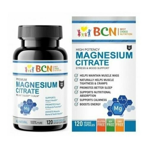 фото BCN Magnesium Citrate 400 mg, 120 капсул магний цитрат