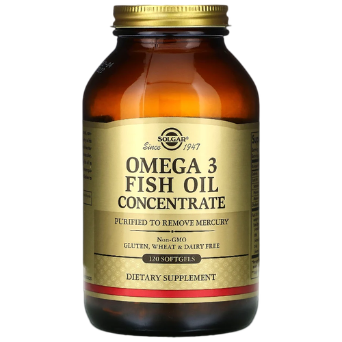 фото Solgar Omega-3 Fish Oil Concentrate капс., 150 мл, 300 г, 120 шт., рыба