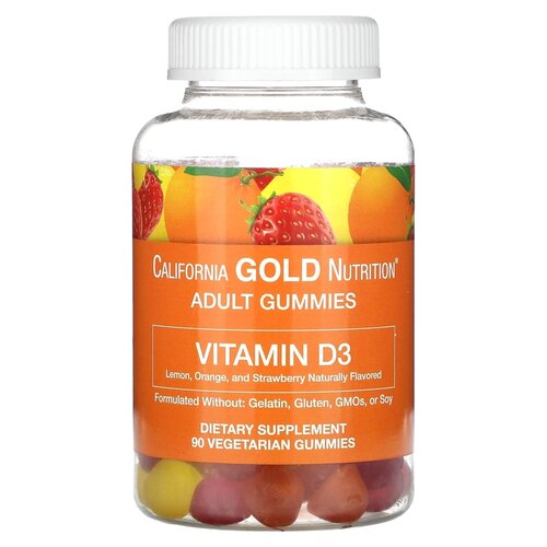 фото Пастилки California Gold Nutrition Vitamin D3 gummies со вкусом фруктов и ягод, 280 г, 90 шт.