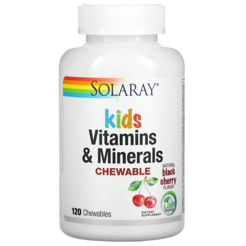 фото Вишня Solaray Kids Vitamins & Minerals Chewable (Детские витамины и минералы) 120 жев таблеток (Solaray)