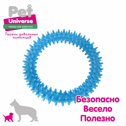 фото Игрушка для собак Pet Universe колечко с шипами диаметр 12,5 см, ТПР, синий, PU3064BE