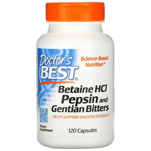 фото Капсулы Doctor's Best Betaine HCL Pepsin and Gentian Bitters, 100 г, 120 шт.