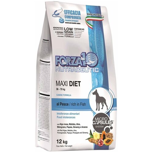 фото Сухой корм для собак Forza10 Diet Maxi при чувствительном пищеварении, гипоаллергенный, рыба 1 уп. х 1 шт. х 12000 г (для средних и крупных пород)