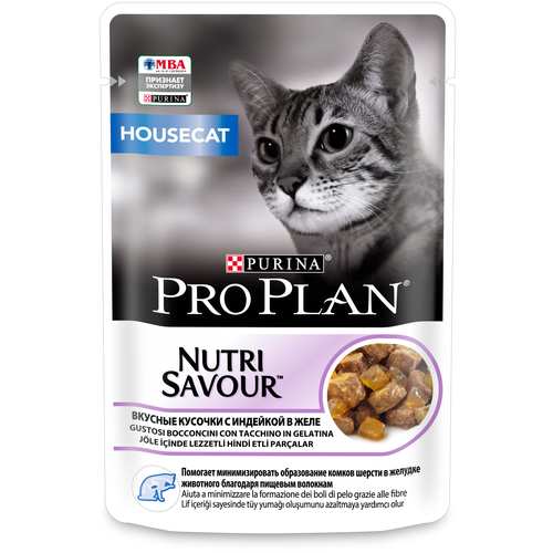 фото корм для кошек Pro Plan Nutrisavour Housecat, для живущих в помещении, с индейкой 85 г (кусочки в желе)