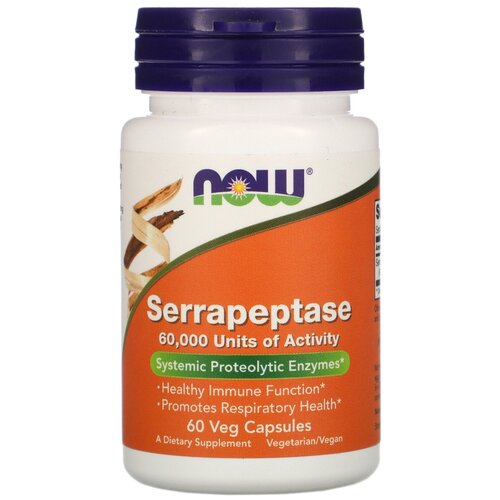 фото Капсулы NOW Serrapeptase, 80 г, 50 мл, 60 шт.