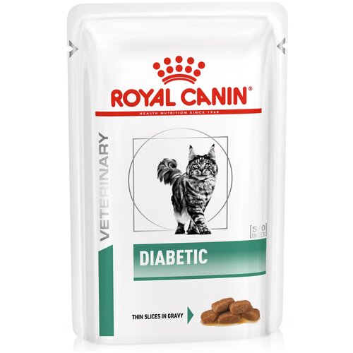 фото Влажный корм для кошек Royal Canin Diabetic, при сахарном диабете, профилактика избыточного веса 85 г (кусочки в соусе)