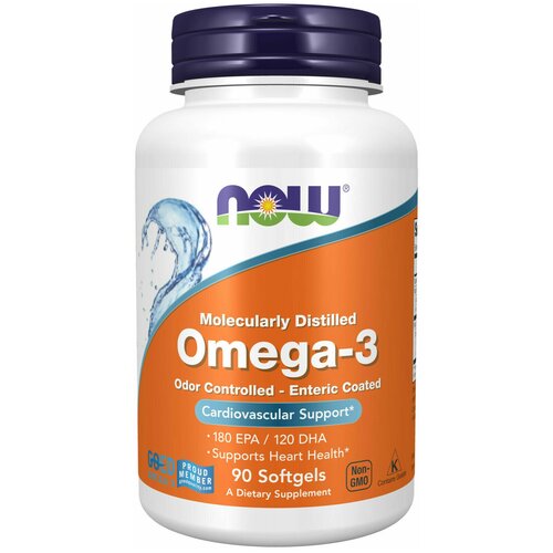 фото Omega-3 Molecularly Distilled 1000 мг (Омега-3) 90 капсул (Now Foods)