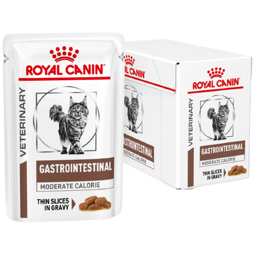 фото Влажный корм для кошек Royal Canin Gastro Intestinal Moderate Calorie при проблемах с ЖКТ 12 шт. х 85 г (кусочки в соусе)