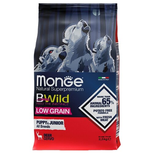 фото Сухой корм для щенков Monge BWILD Feed the Instinct Low Grain, оленина 1 уп. х 1 шт. х 2500 г