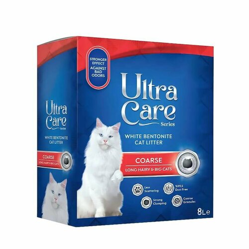 фото Ultra Care Coarse Long Hairy&Big Cats комкующийся наполнитель для кошачьего туалета для длинношерстных и крупных кошек - 8 л (7 кг)