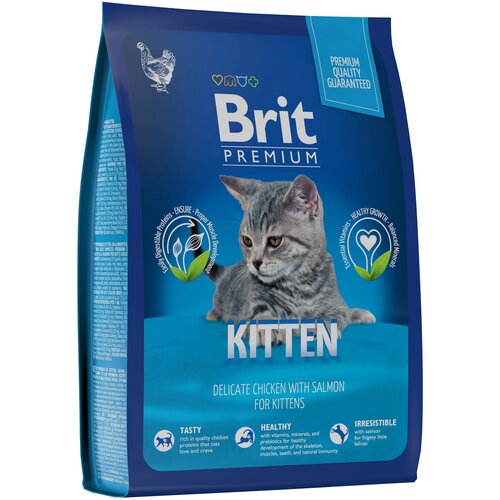 фото Сухой корм для котят Brit Premium Cat с курицей и лососем 400 г (кусочки в соусе)