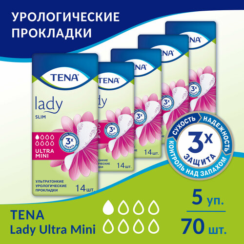 фото Прокладки Tena Lady Slim Ultra Mini, 14 шт. x 5 упак.