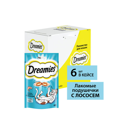 фото Лакомство для кошек  Dreamies Подушечки, 360 г (шоу бокс) рыба