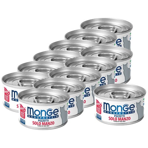 фото Влажный корм для кошек Monge Monoprotein, с говядиной 12 шт. х 80 г (паштет)