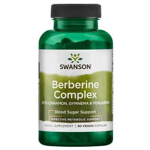 фото Swanson Berberine Complex with Cinnamon, Gymnema & Fenugreek (Бербериновый комплекс с корицей, джимнемой и пажитником) 90 капсул