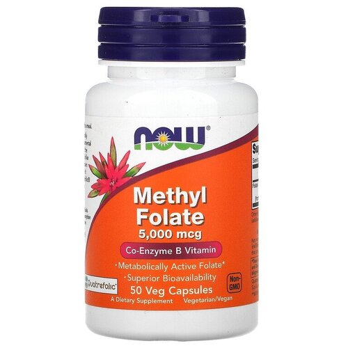 фото Капсулы NOW Methyl Folate 5000 мкг, 50 г, 5000 мкг, 50 шт.