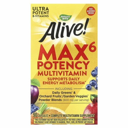 фото Nature's Way Alive! Max6 Potency (мультивитаминный комплекс без железа) 90 капсул