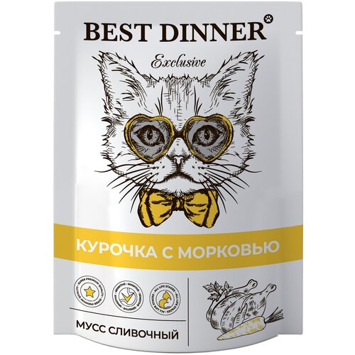 фото Корм влажный для кошек и котят Бест Диннер (Best DInner) мусс сливочный курочка с морковью, пауч (24шт*85гр)