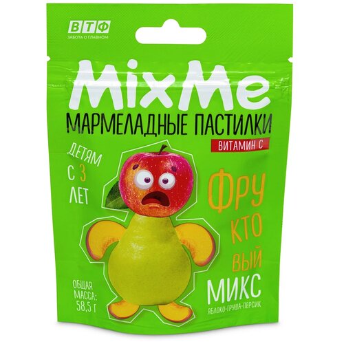 фото ВТФ MixMe Витамин С мармелад фруктовый микс (яблоко, персик, груша), 58,5 г.