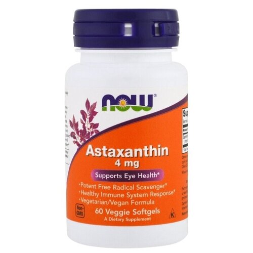 фото Капсулы NOW Astaxanthin, 100 г, 4 мг, 60 шт.