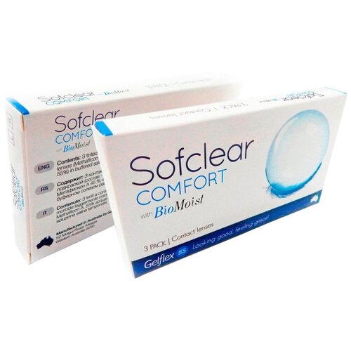 фото Контактные линзы Gelflex Sofclear Comfort with BioMoist, 3 шт., R 8,6, D -5,75, бесцветный, 1 уп.