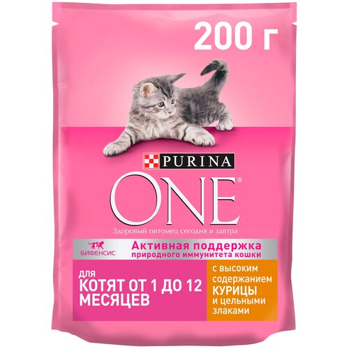 фото Сухой корм для котят Purina ONE с высоким содержанием курицы и цельными злаками 10 шт. х 200 г