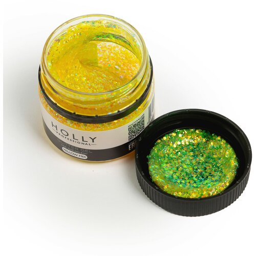 фото Holly Professional Глиттер для глаз, лица, волос и тела Glitter Gel Yellow Mix