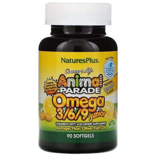 фото NaturesPlus Animal Parade Omega 3/6/9 капс., 160 г, 90 шт., лимон