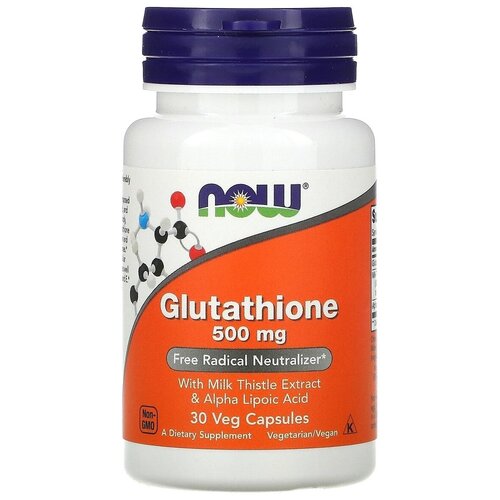 фото NOW Foods, Glutathione, 500 mg, Глутатион, 500 мг, 30 вегетарианских капсул