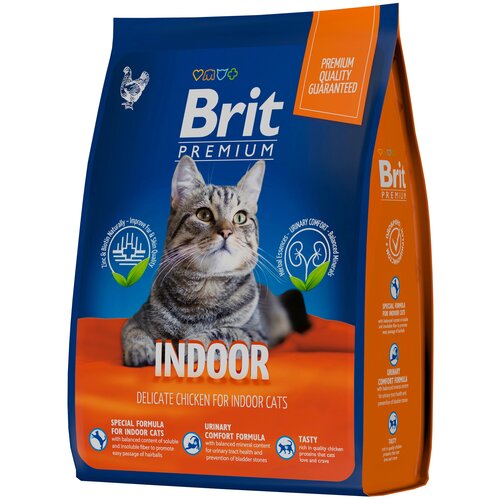 фото Сухой корм Brit Premium Cat Indoor премиум класса для домашних кошек с курицей 2кг