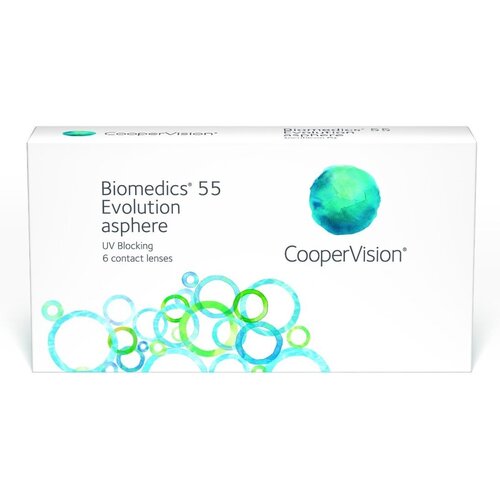 фото Контактные линзы CooperVision Biomedics 55 Evolution Asphere UV, 6 шт., R 8,8, D +0,5, прозрачный, 1 уп.