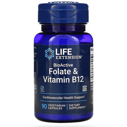 фото Капсулы Life Extension BioActive Folate & Vitamin B12, 40 г, 100 мл, 90 шт.