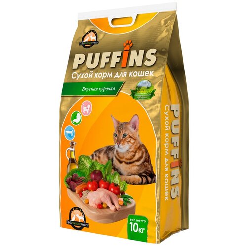 фото Сухой корм для кошек Puffins Сухой корм для кошек Вкусная Курочка 10000 г