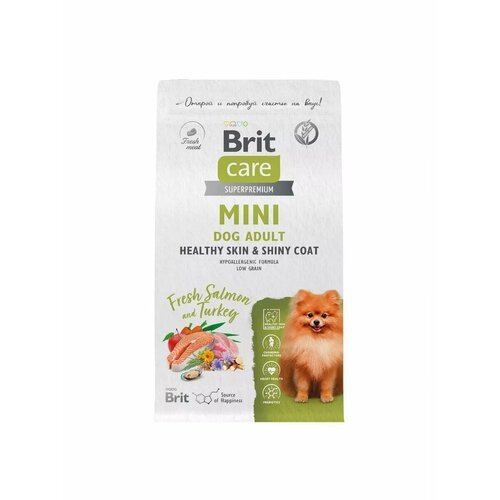 фото Сухой корм для собак мини пород Brit Care Adult Healthy Skin&Shiny Coat с лососем и индейкой 1,5кг