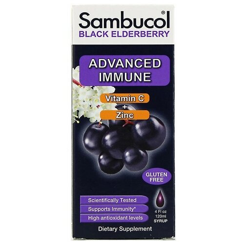 фото Сироп Sambucol Black Elderberry Advanced Immune, 230 г, 120 мл