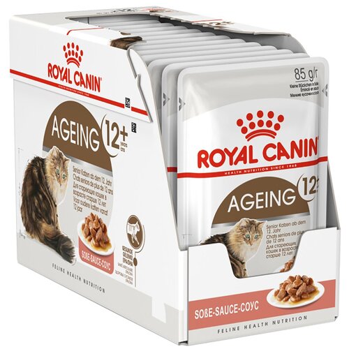 фото Влажный корм для пожилых кошек Royal Canin Ageing +12 для здоровья костей и суставов, профилактика избыточного веса 12 шт. х 85 г (кусочки в соусе)