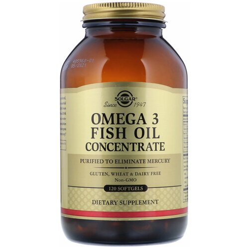 фото Омега-3 Solgar, Omega-3, Fish Oil Concentrate, 120 капсул, 60 порций