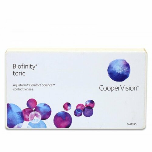 фото Контактные линзы CooperVision Biofinity Toric., 3 шт., R 8,7, D +3,5, CYL: -0,75, AХ: 90, бесцветный, 1 уп.