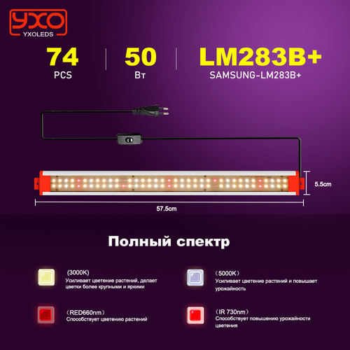 фото Для роста и цветения растений полноспектральные лампы LM283B 50 Вт, 3000K 5000K