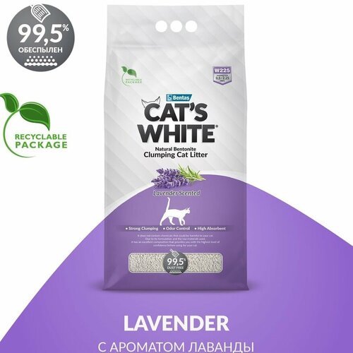 фото Наполнитель CAT’S WHITE 5л Lavender комкующийся с нежным ароматом лаванды